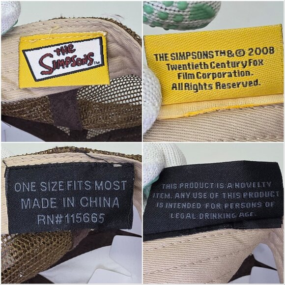 The Simpsons Duff Beer 2008 Hat Cap Mens White Brown Bottle Opener Rare Snapback - Picture 11 of 11